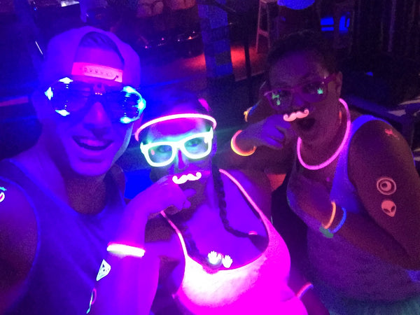 Mustache Glow Body Finger Stickers Neon - Sasswear