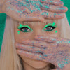 alien blacklight neon green eye face stickers for raves festival makeup by sasswear
