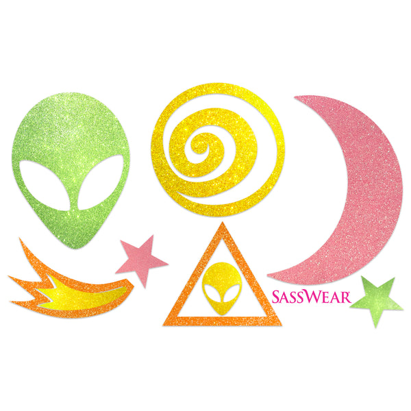 Alien/Space Glow-in-the-Dark Body Stickers-Mini - Sasswear