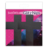 Packaging of SASSWEAR Glitz Nips with pink and purple designs on a white background