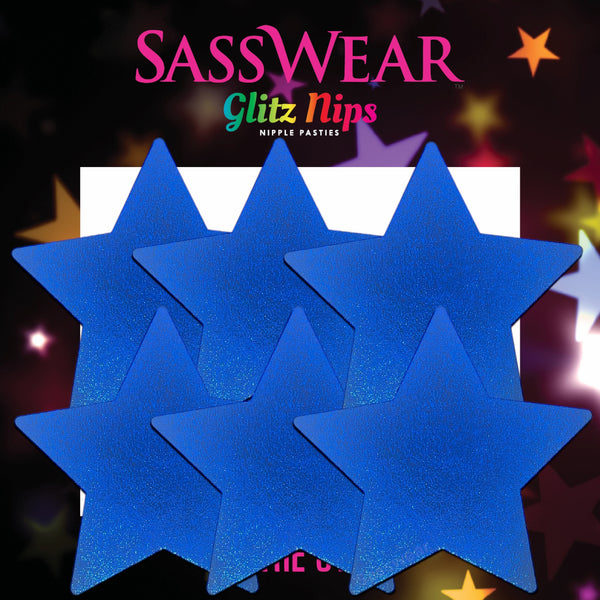 Electric Metallic Blue Star Glitz Nips Starlets