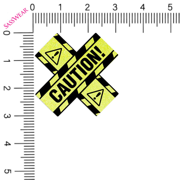 caution tape reflective x yellow pasties size