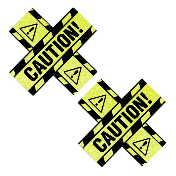 caution tape reflective x yellow pasties