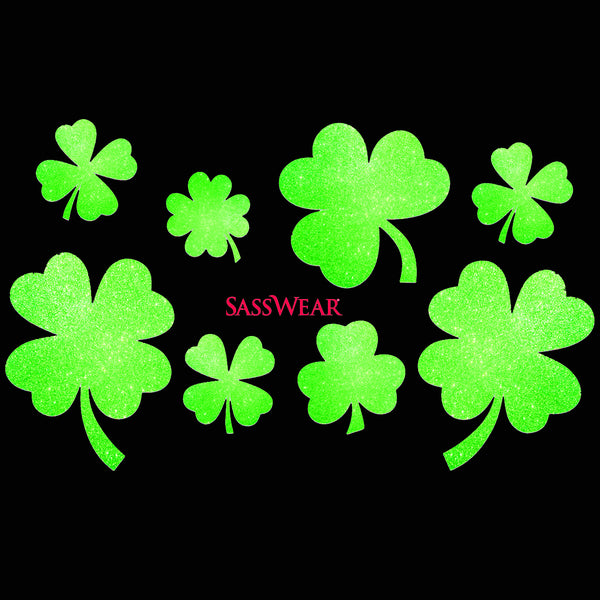 Clover neon glow green body stickers - sasswear