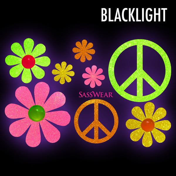 Daisy/Hippy Glow-in-Dark Body Stickers-Mini - Sasswear