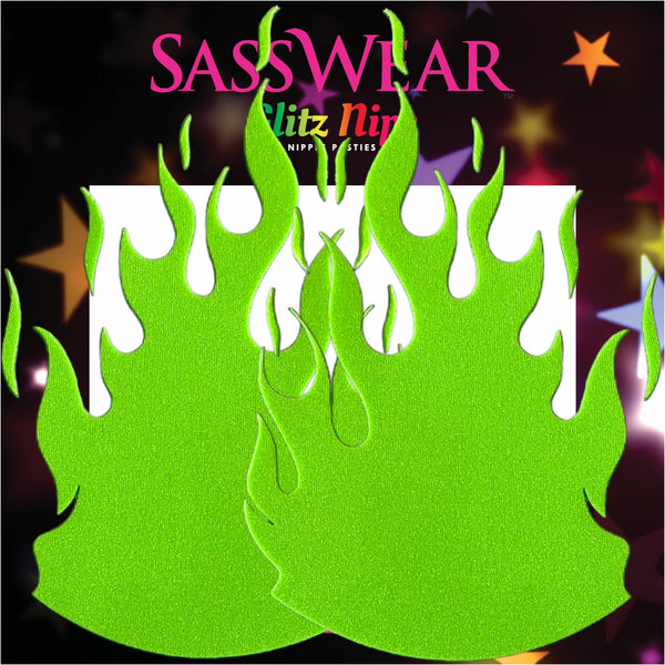 Glitz Nips Flaming Fire Red Glitter Pasties