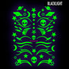 alien blacklight neon green eye face stickers for raves festival makeup by sasswear