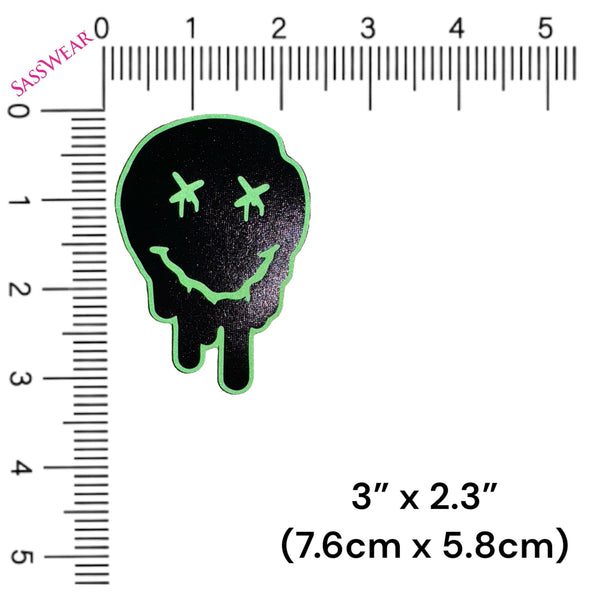 Trippy Drippy Green Reflective Smiley Face