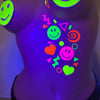 happy retro neon reflective body stickers