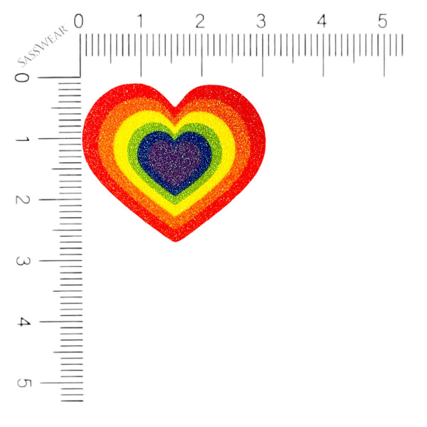 Rainbow Pride Heart Colorful Glitz Nips Nipple Covers