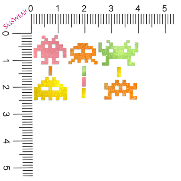 Space Invaders Glow-in-the-Dark Body Stickers-Mini - Sasswear