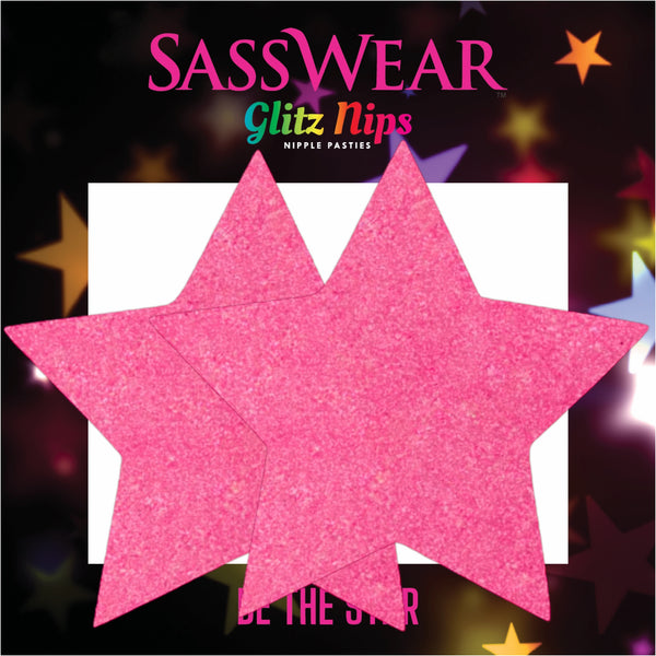 Glitz Nips Neon Pink Star Pasties