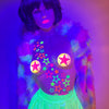 open stars blacklight neon body stickers on model