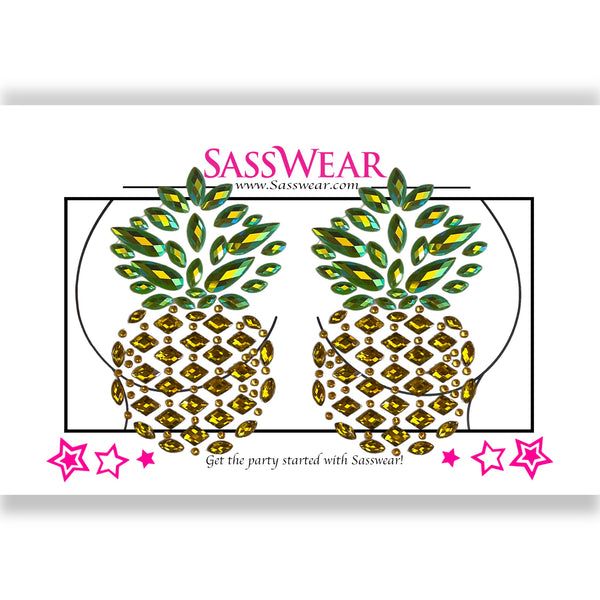 pineapple jeweled pasties by Sasswear