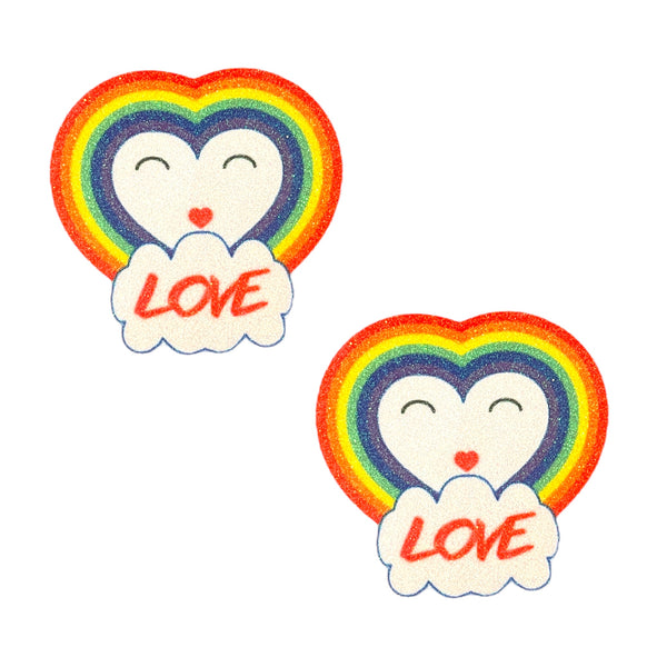 Rainbow Heart Love Clouds Glitz Nips Nipple Covers