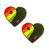 Rainbow Pride Heart Ying Yang Glitz Nips Nipple Covers
