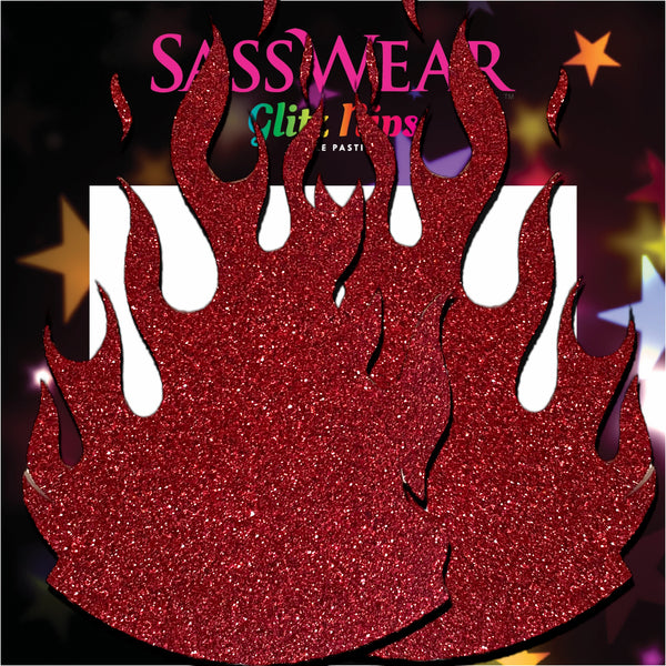 Glitz Nips Flaming Fire Neon Green Pasties