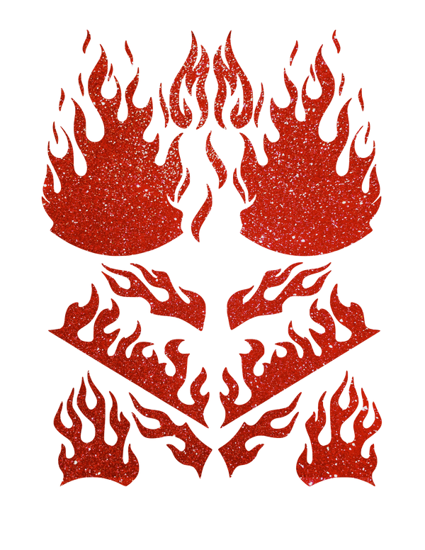 Flaming Fire Red Glitter Ensemble