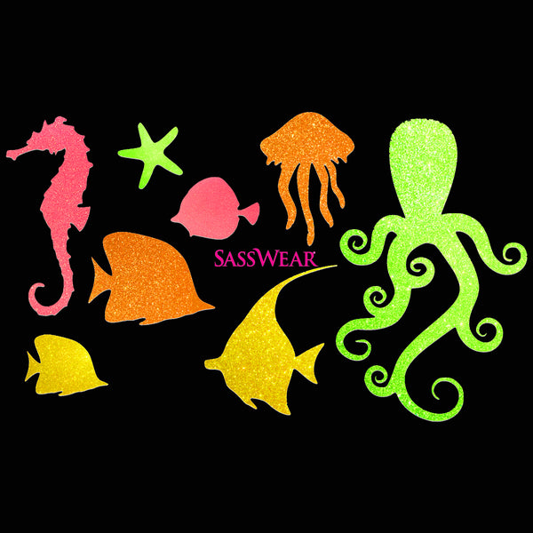 Under the Sea Neon Glow Body Stickers-Mini