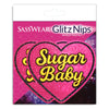 Sasswear Glitz Nips packaging with pink hearts and 'Sugar Baby' text on a purple gradient background.