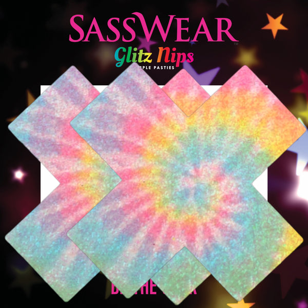 Tie Dye X Cross Glitz Nips Pasties