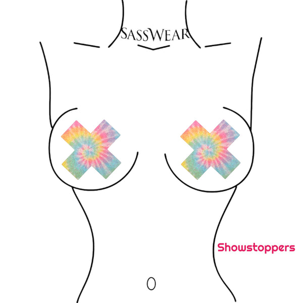 Tie Dye X Cross Glitz Nips Pasties