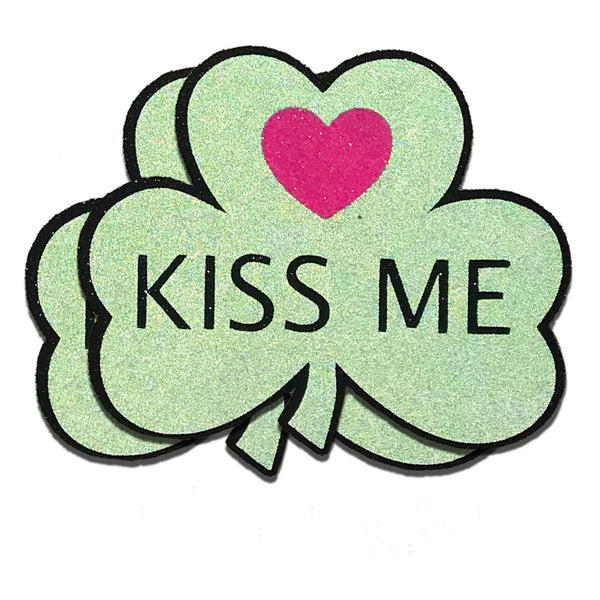 Reflective Clover Kiss Me Heart Nipple Pasties - Sasswear