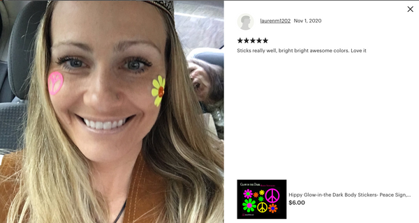 Daisy/Hippy Glow-in-Dark Body Stickers-Mini - Sasswear