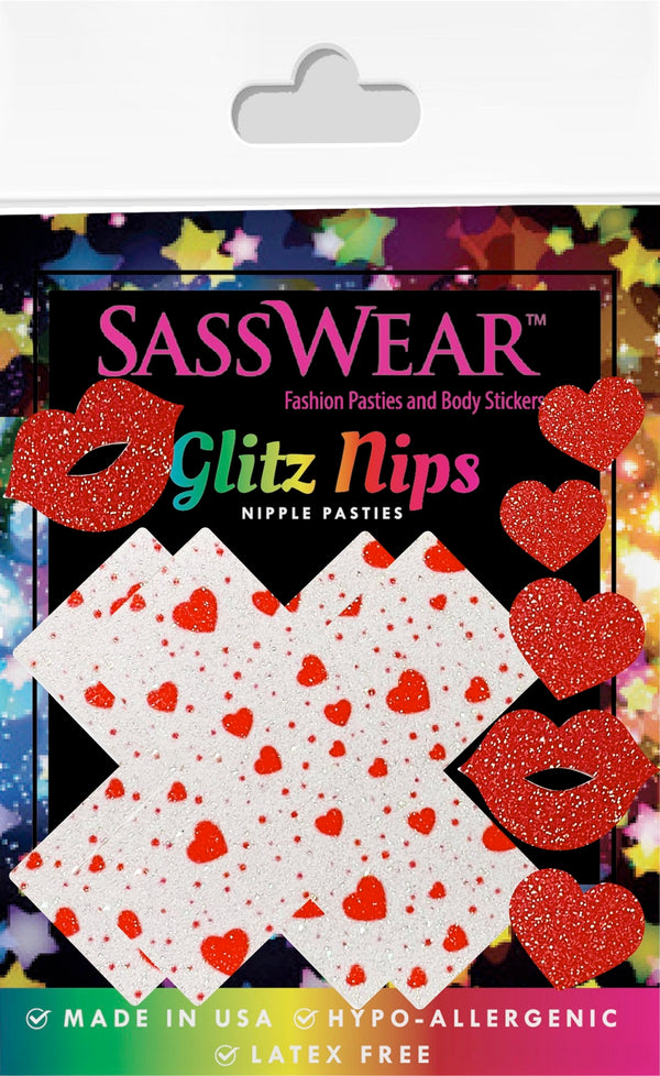 heart print valentines day glitter pasties