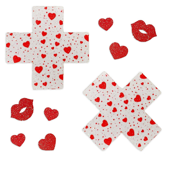 X marks the heart glitter pasties and kiss body stickers