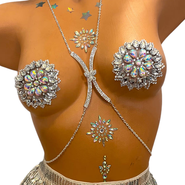 Jeweled Pasties Sunflower and Butterfly Body Chain