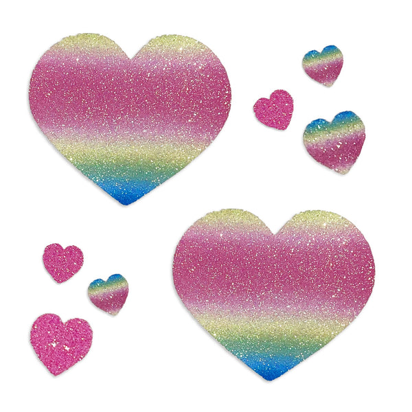 pastel glitter rainbow heart pasties