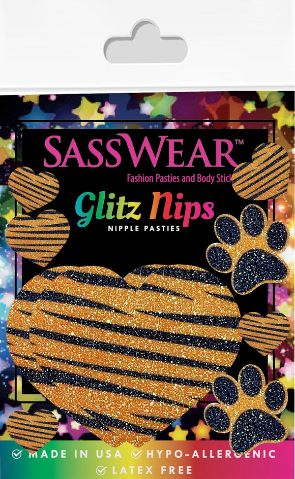 tiger print heart pasties glitter paw stickers