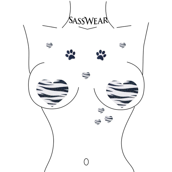 tiger king stripes glitter pasties hearts