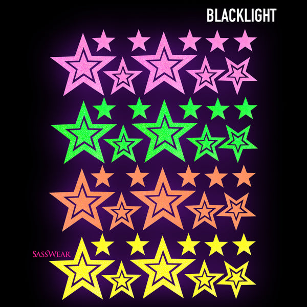 Open Stars Blacklight Body Stickers-40 Pk