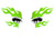 Flaming Fire Neon Green Eye Stickers
