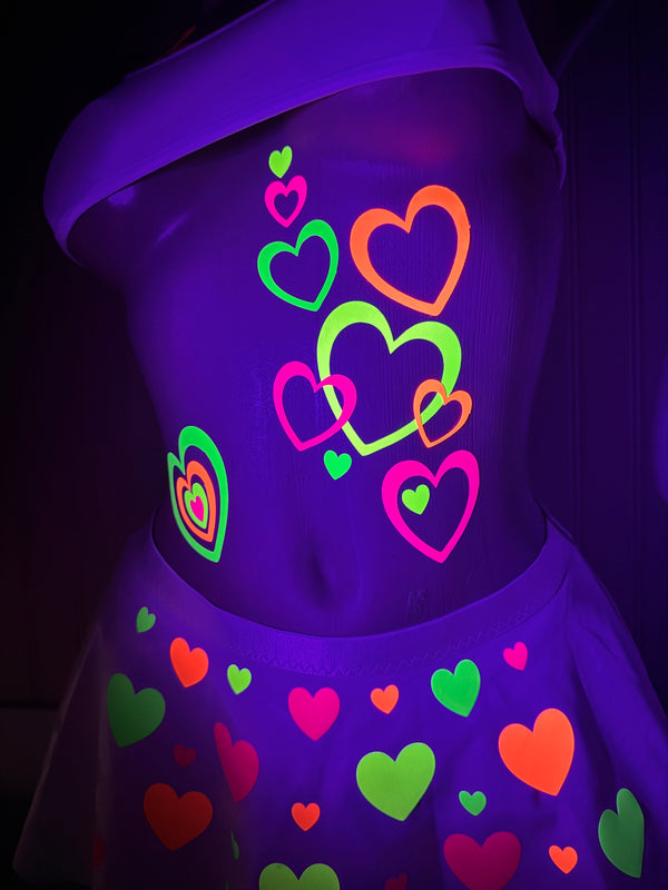 Heart Supersized Body Stickers | Neon Blacklight Reflective