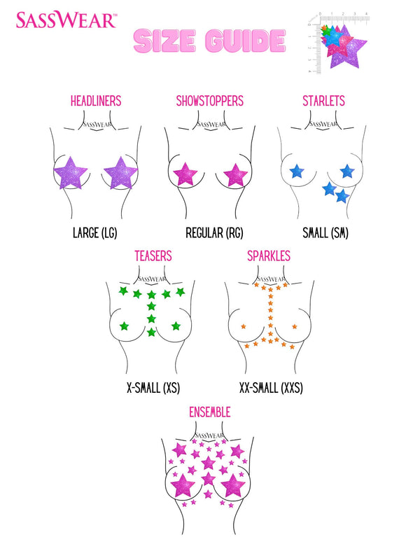 'Merica Red, White, Blue Star Power Glitz Nips Pasties