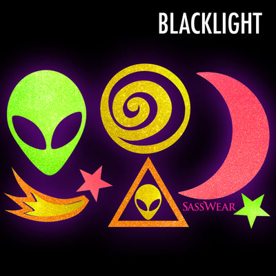Alien/Space Glow-in-the-Dark Body Stickers-Mini - Sasswear