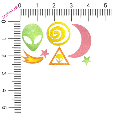 Alien/Space Glow-in-the-Dark Body Stickers-Mini - Sasswear