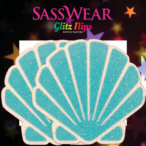 Seashell Sparkles Blue Glitz Nips Pasties