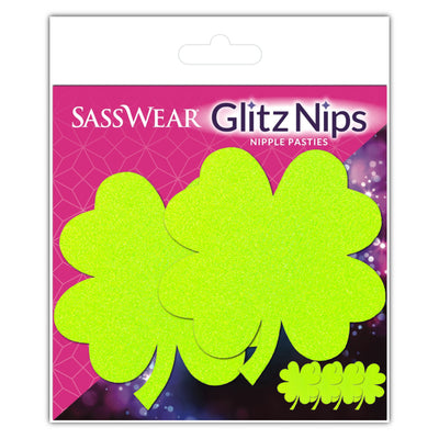 sasswear glitz nips clover pasties neon green