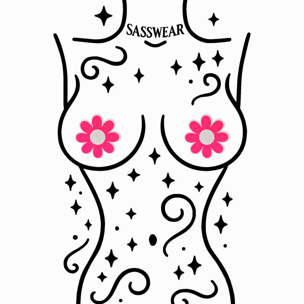Glitz Nips Daisy Neon Pink Reflective Pasties