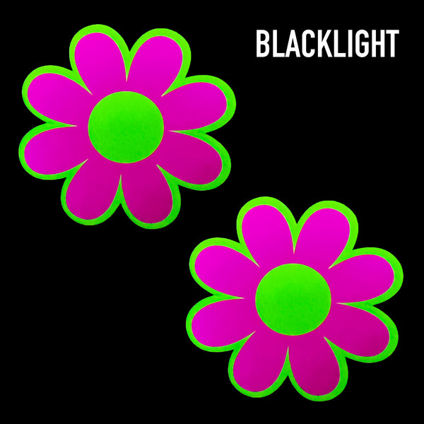 Glitz Nips Daisy Neon Pink Yellow Reflective Pasties