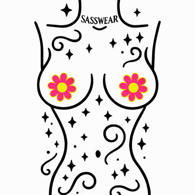 Glitz Nips Daisy Neon Pink Yellow Reflective Pasties
