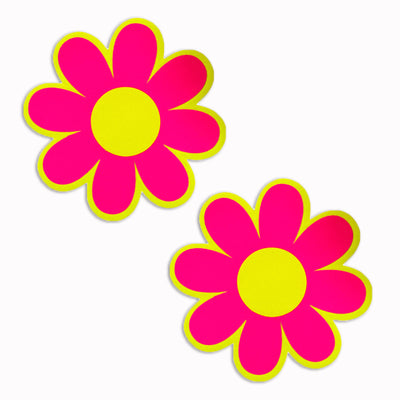 Glitz Nips Daisy Neon Pink Yellow Reflective Pasties