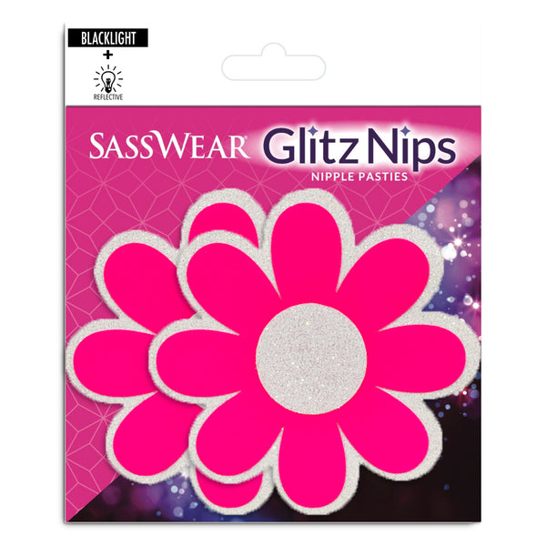 Glitz Nips Daisy Neon Pink Reflective Pasties
