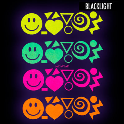 Happy Retro Blacklight Body Stickers-40 Pk