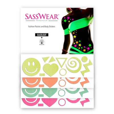 Happy Retro Blacklight Body Stickers-40 Pk