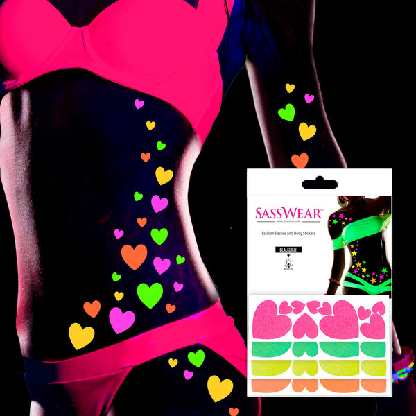 Heart Blacklight Body Stickers-40 Pk